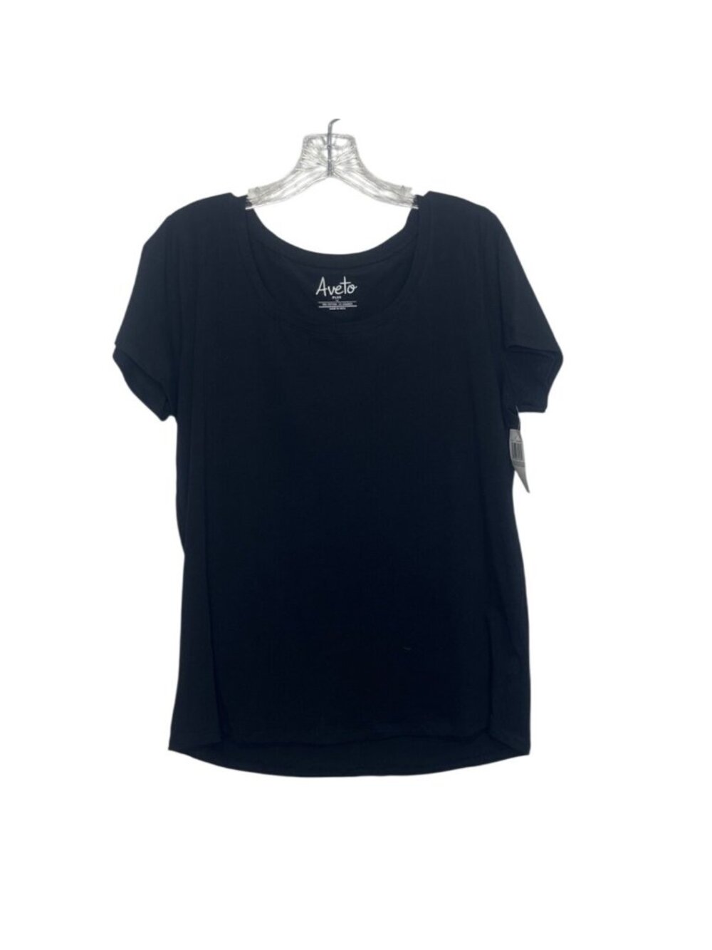 Aveto Short Sleeve Top Tshirt Womens 1X Black New Macys